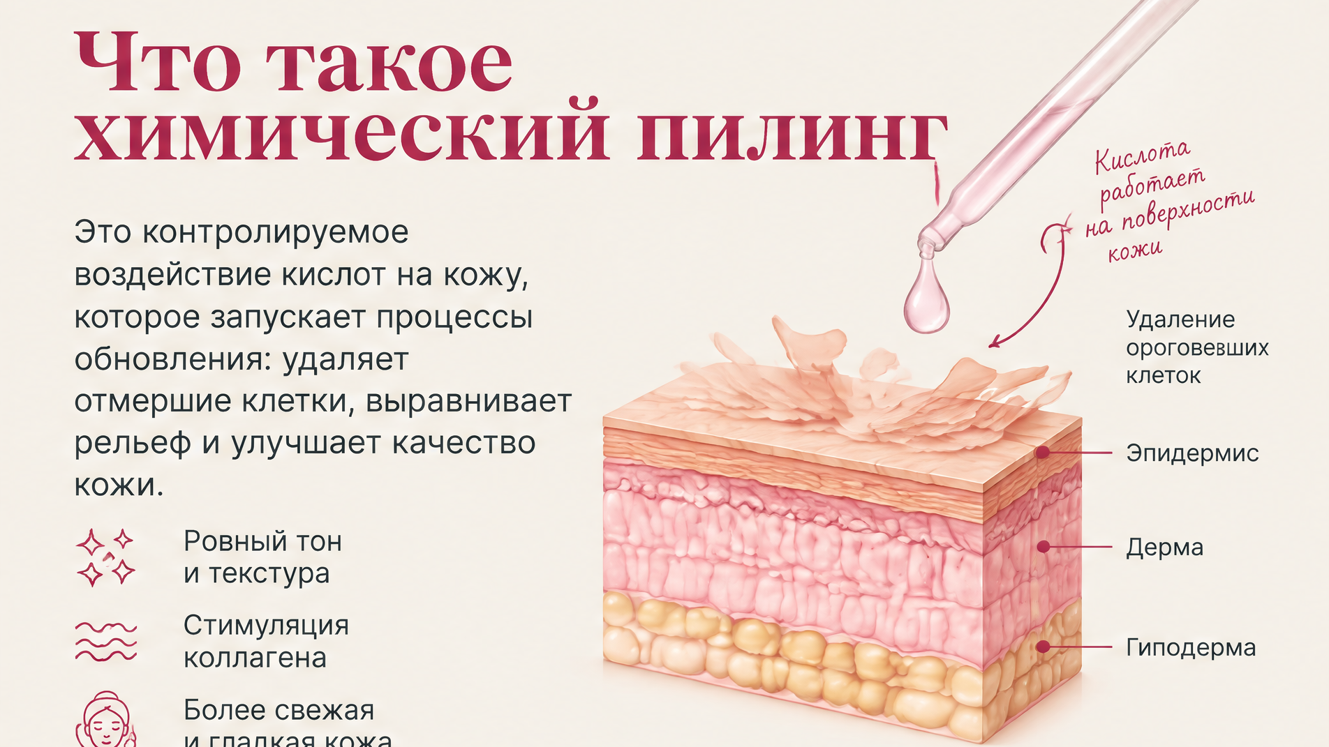 Химический пилинг: слои кожи и отшелушивание — схема Dr. Volos