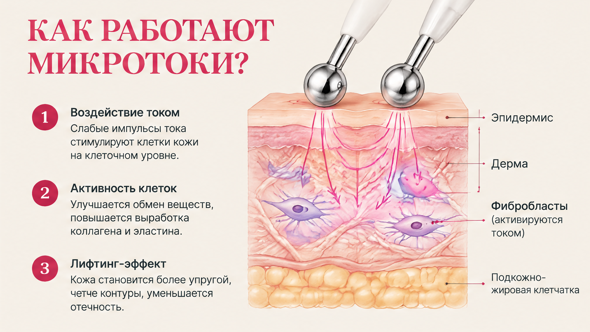 Микротоки для лица: слабый ток и лимфодренаж — схема Dr. Volos
